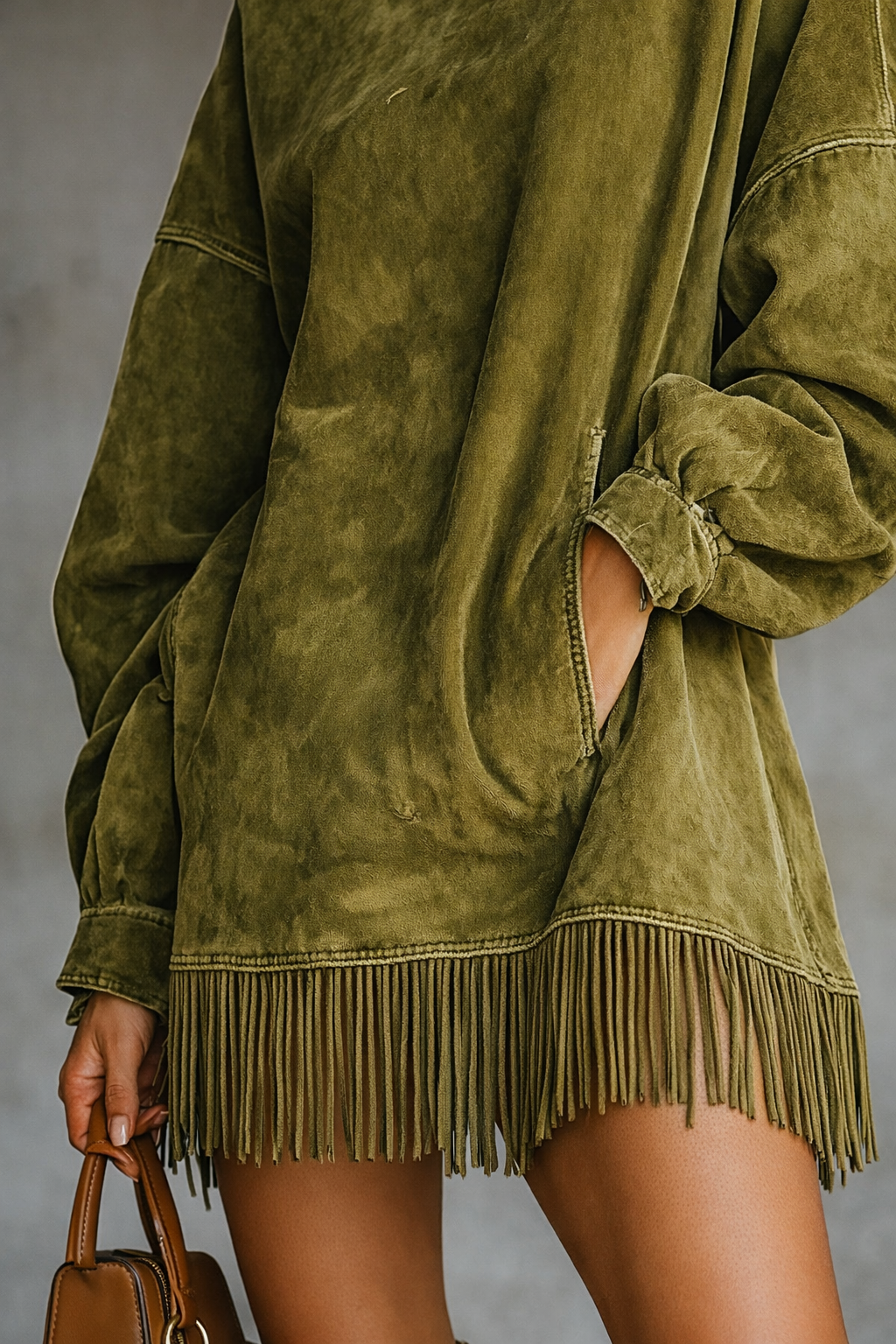 Renata – mini sukienka boho z frędzlami