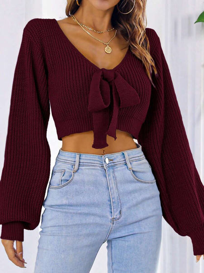 Zofia – Stylowy Sweter z Wiązaniem na Przód