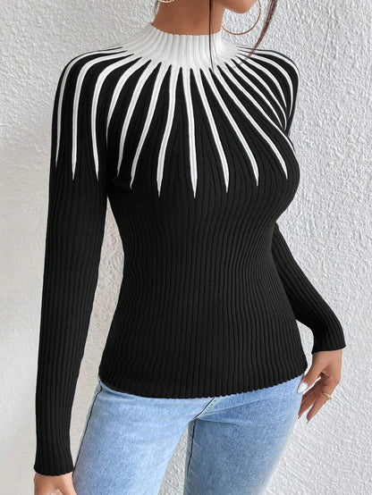 Karolina – Sweter z Wzorem i Golfem