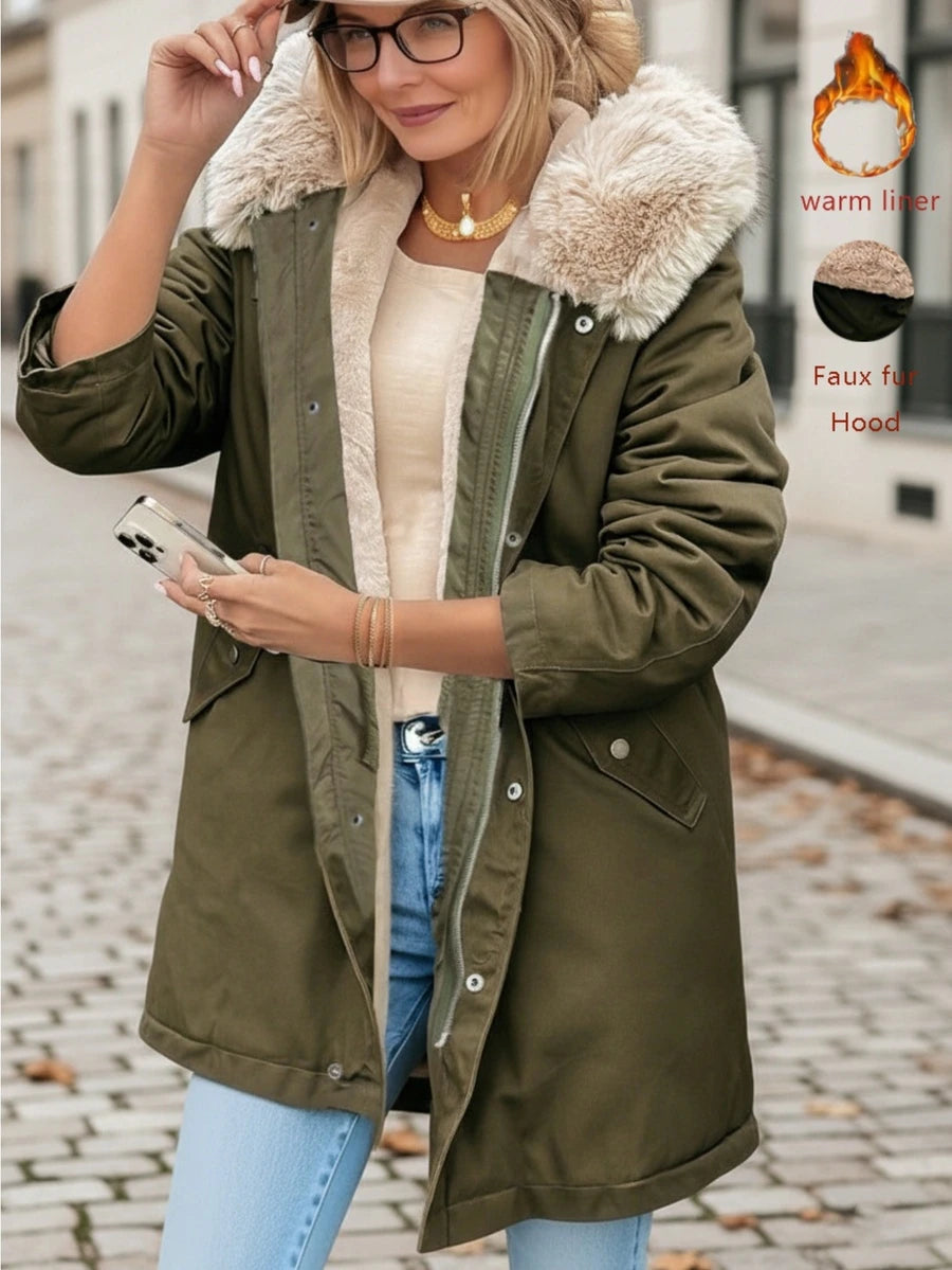 Kasia – Parka met imitatiebont