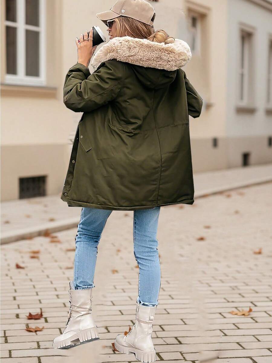 Kasia – Parka met imitatiebont