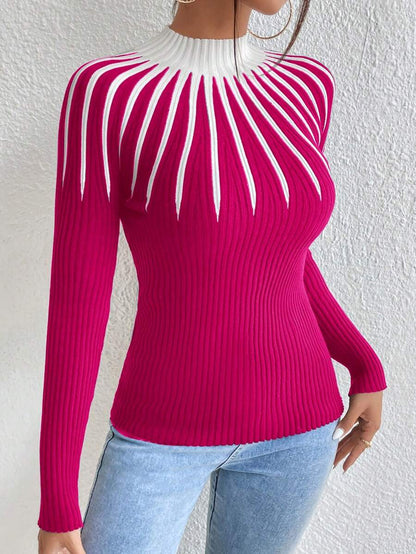 Karolina – Sweter z Wzorem i Golfem