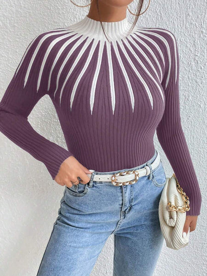 Karolina – Sweter z Wzorem i Golfem