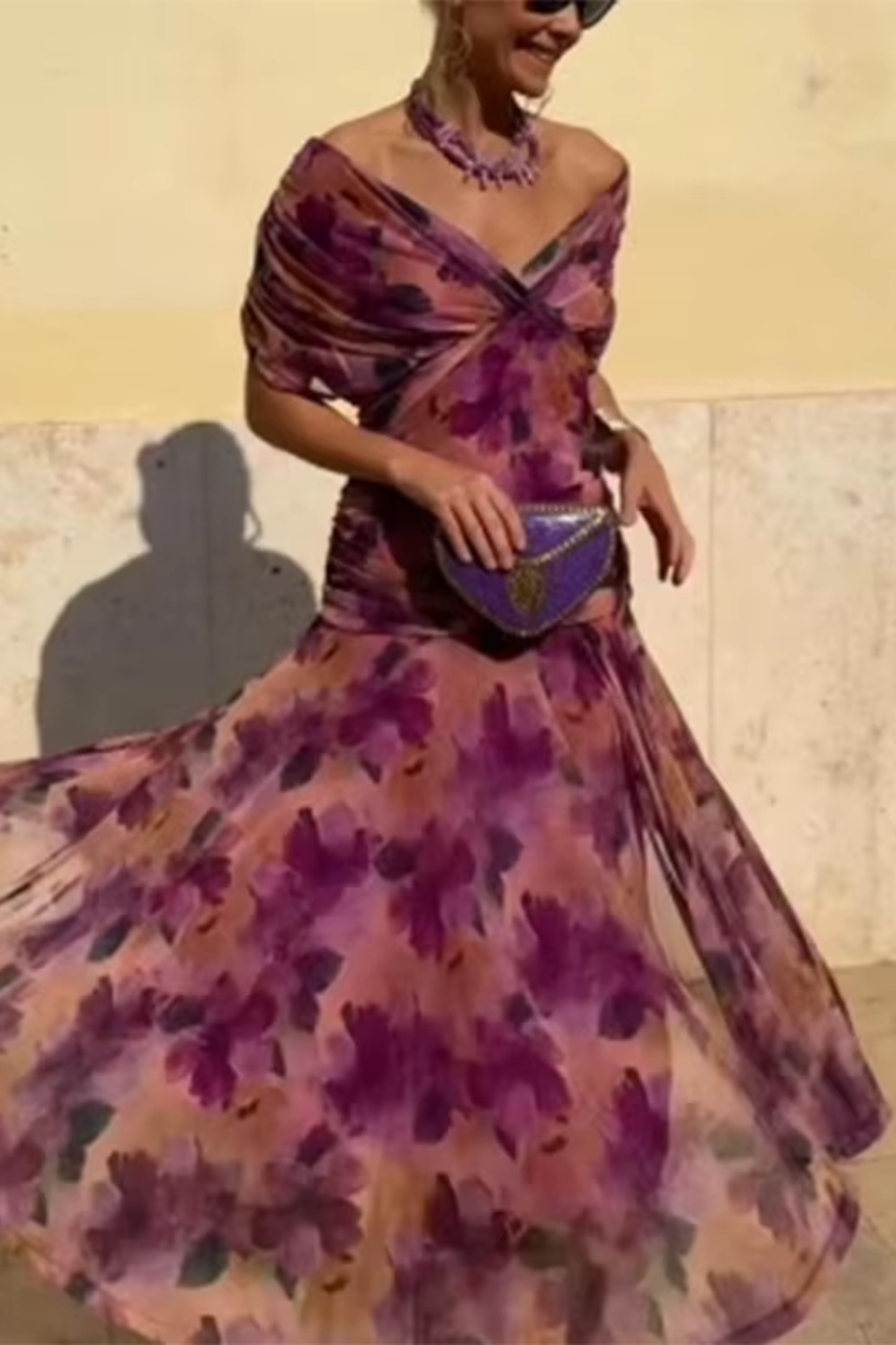 Aleksandra – Elegante maxi-jurk met V-hals