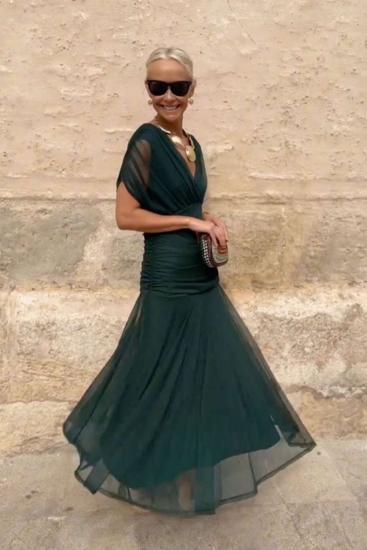 Aleksandra – Elegante maxi-jurk met V-hals