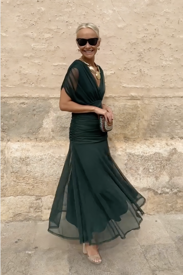 Aleksandra – Elegante maxi-jurk met V-hals