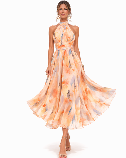Nikola – Midi-jurk met aquarelprint