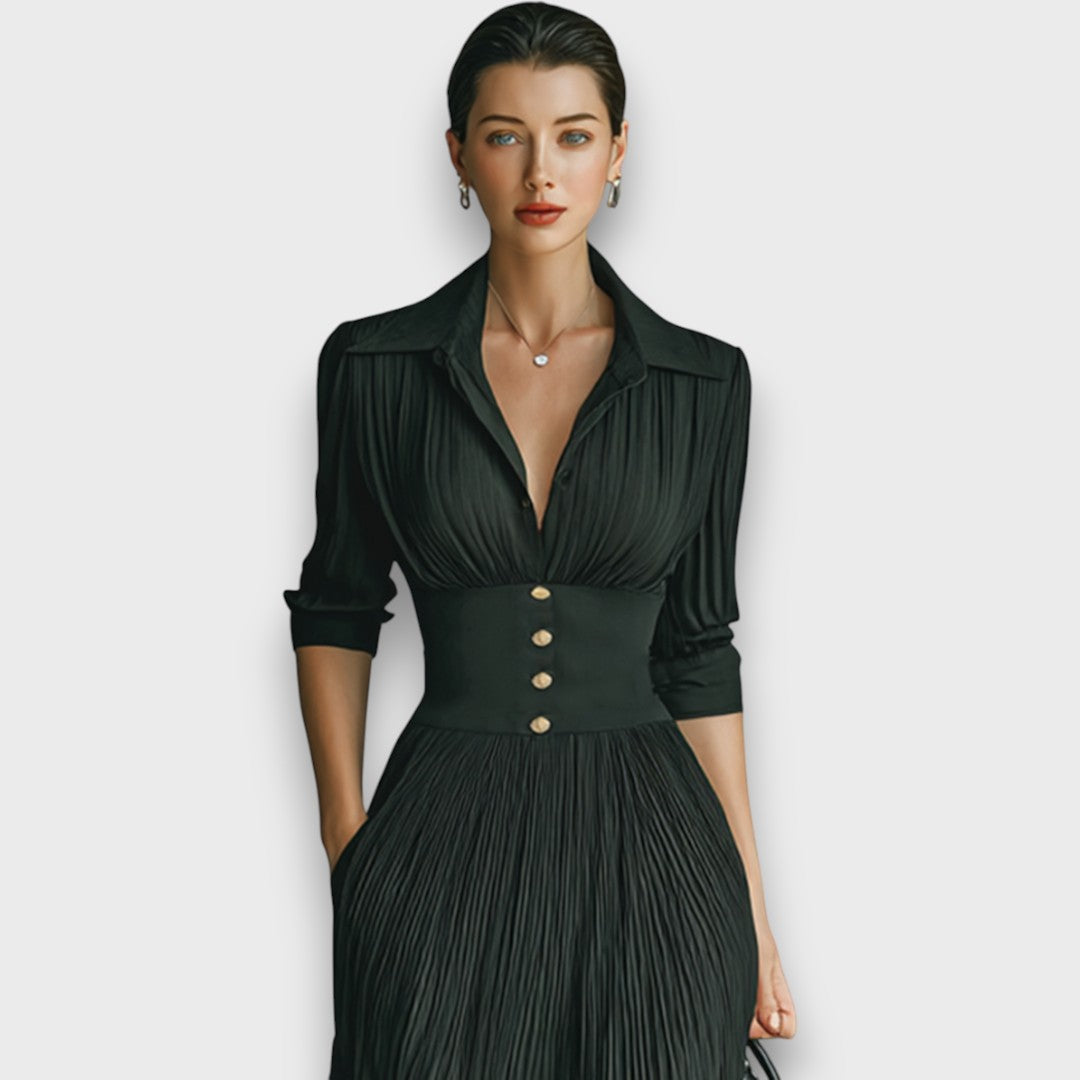 Gabriela – Elegancka sukienka maxi z plisowaną spódnicą