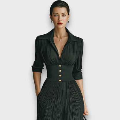Gabriela – Elegancka sukienka maxi z plisowaną spódnicą