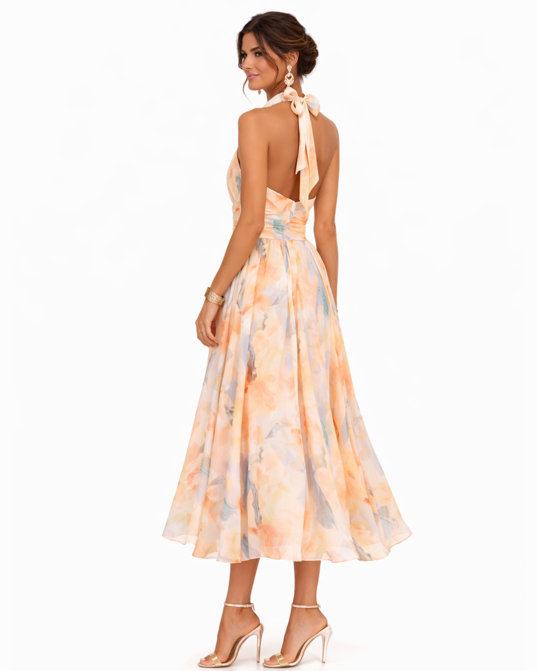 Nikola – Midi-jurk met aquarelprint
