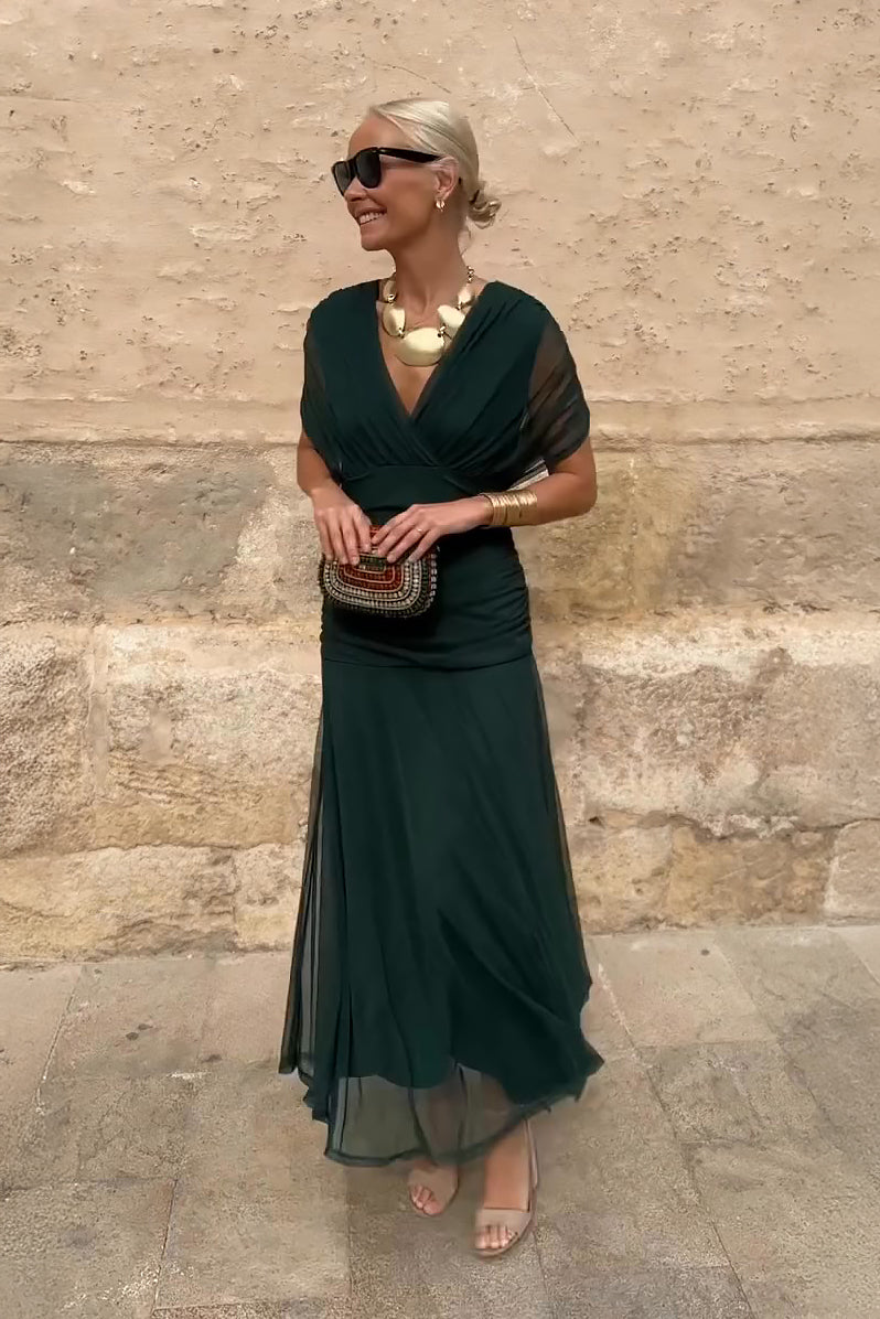 Aleksandra – Elegante maxi-jurk met V-hals