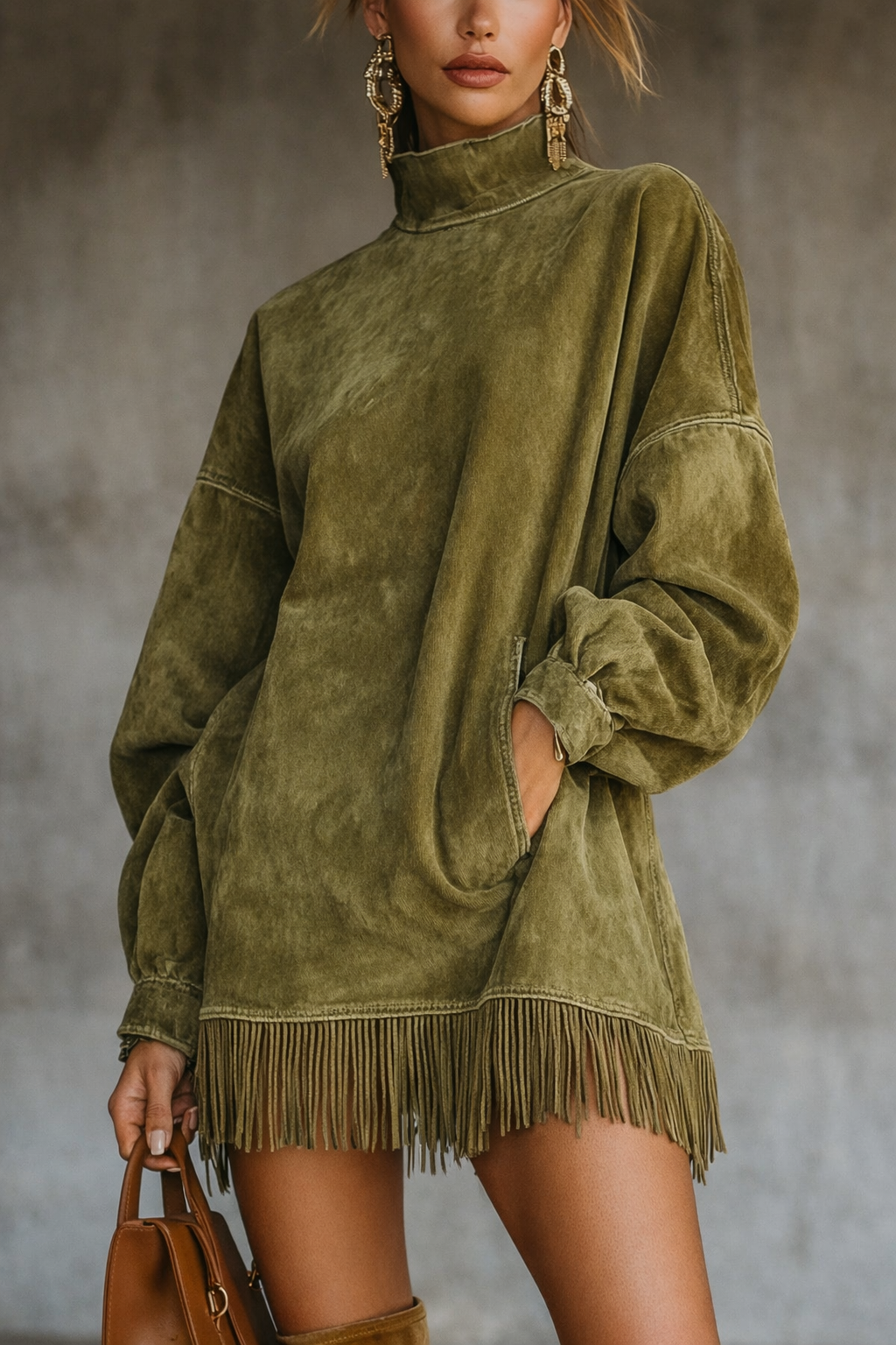 Renata – mini sukienka boho z frędzlami