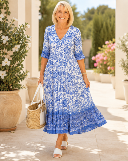 Natalia – Sukienka midi z wzorem boho