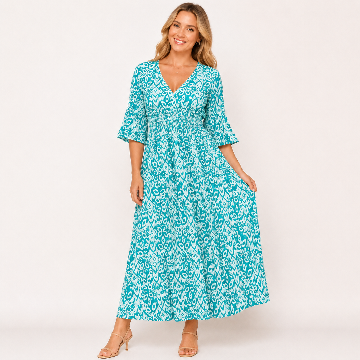 Stefania – Sukienka maxi z wzorem boho
