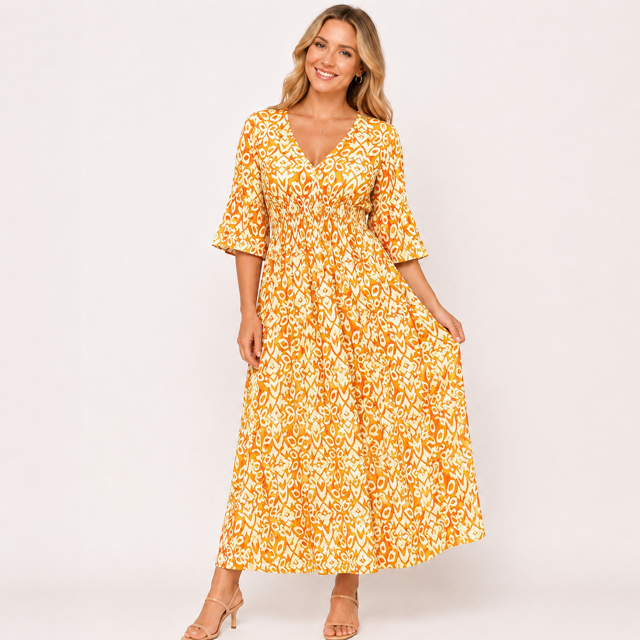 Stefania – Sukienka maxi z wzorem boho
