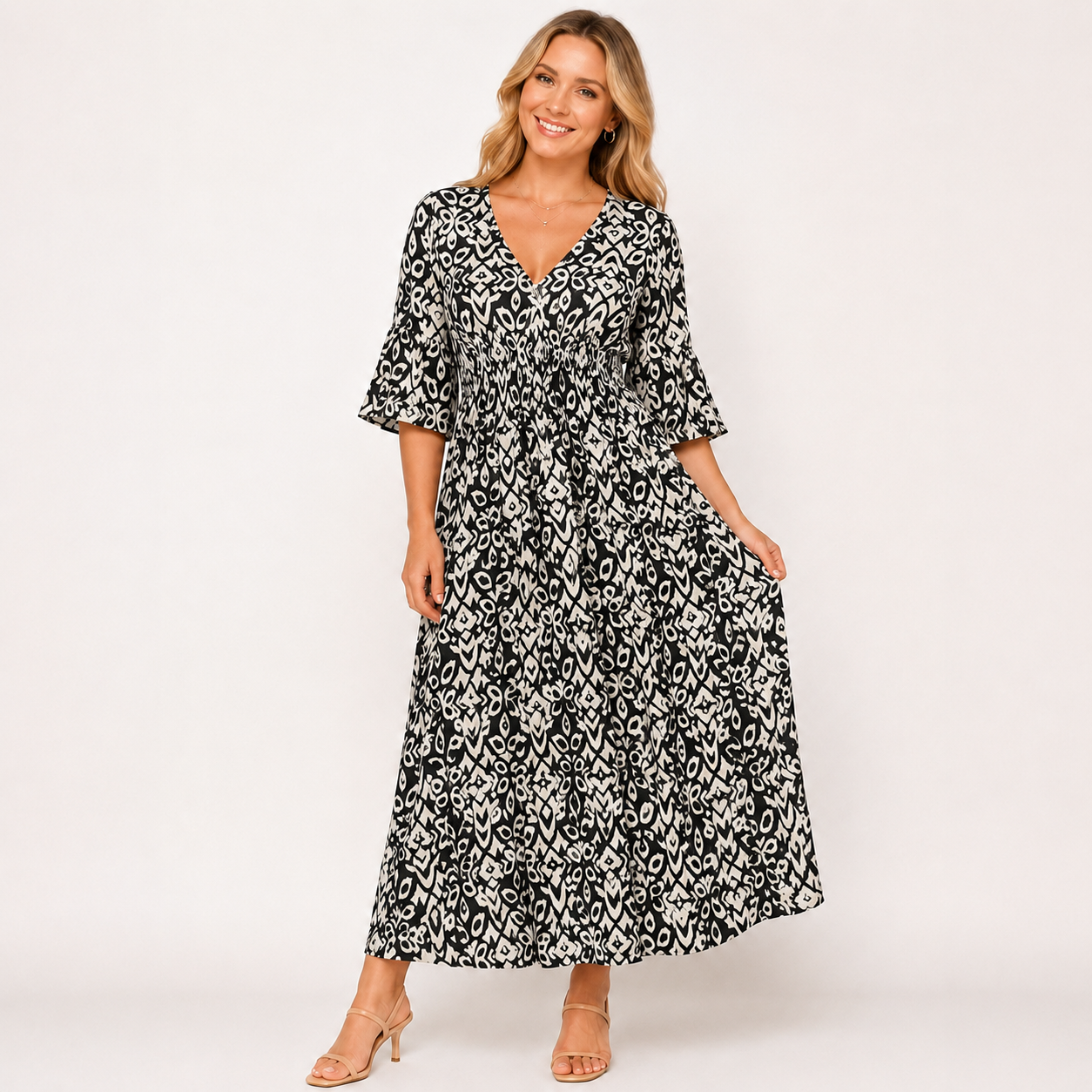 Stefania – Sukienka maxi z wzorem boho