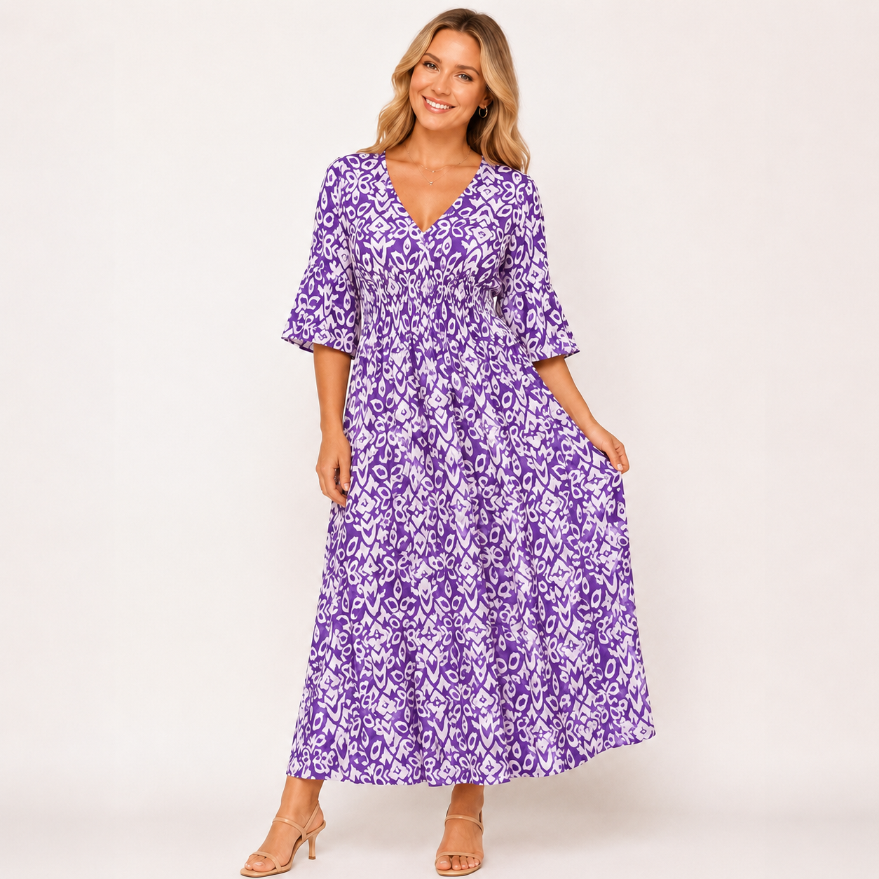 Stefania – Sukienka maxi z wzorem boho