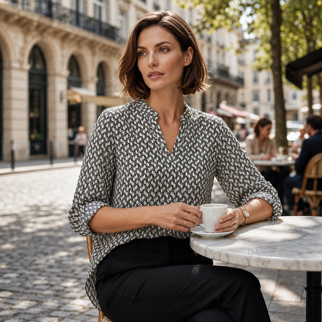 Ela – Blouse met geometrisch patroon