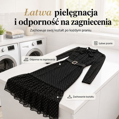 Grażyna – Midi-jurk met stippen en strikdetail