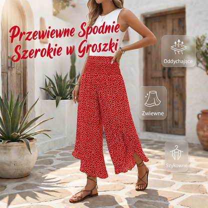 Gosia – Spodnie w kropki, szerokie nogawki