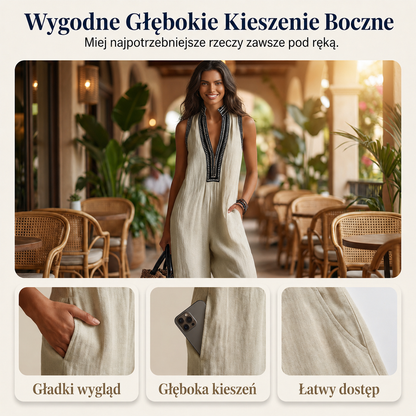 Sandra – Kombinezon z haftowanym dekoltem