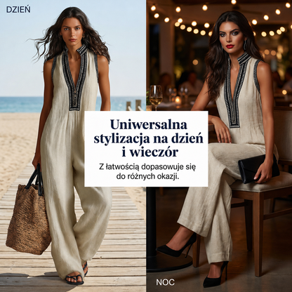 Sandra – Kombinezon z haftowanym dekoltem