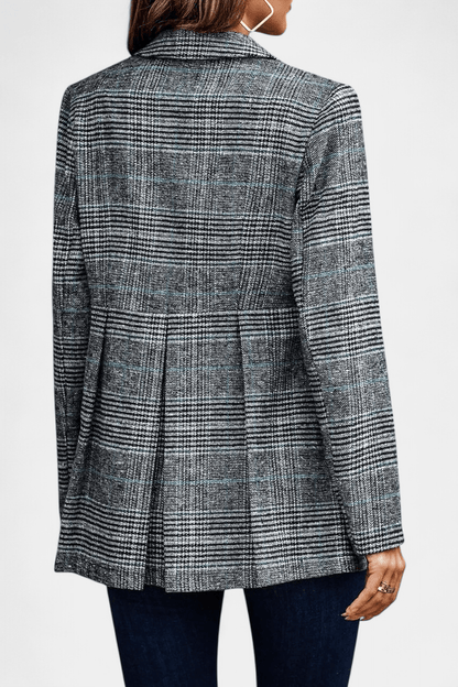 Henrietta – Elegancki Peplum Żakiet w Kratę