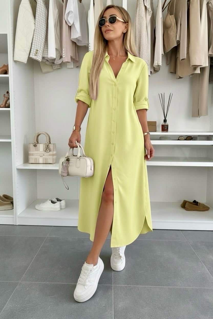 Urszula – elegancka sukienka koszulowa o luźnym kroju