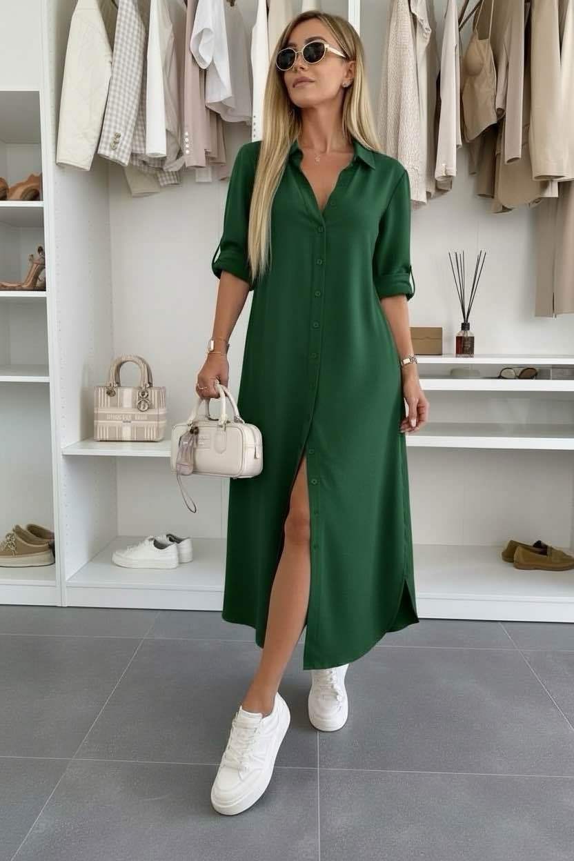 Urszula – elegancka sukienka koszulowa o luźnym kroju