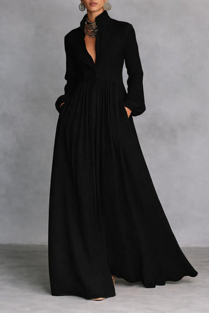 Amelia – Elegante maxi-jurk met knopen