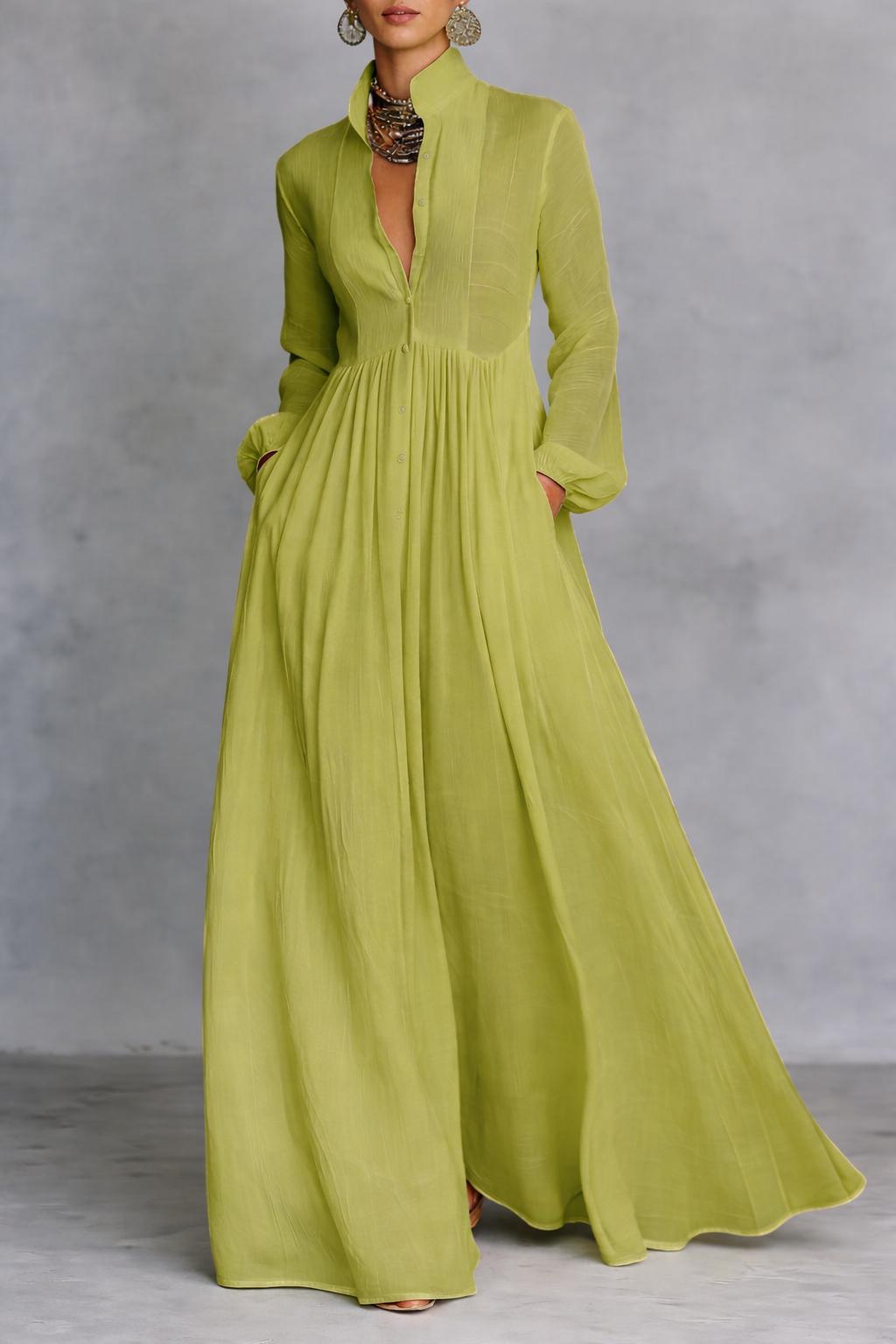 Amelia – Elegante maxi-jurk met knopen
