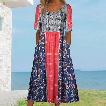Aleksandra – Boho-jurk met ronde hals