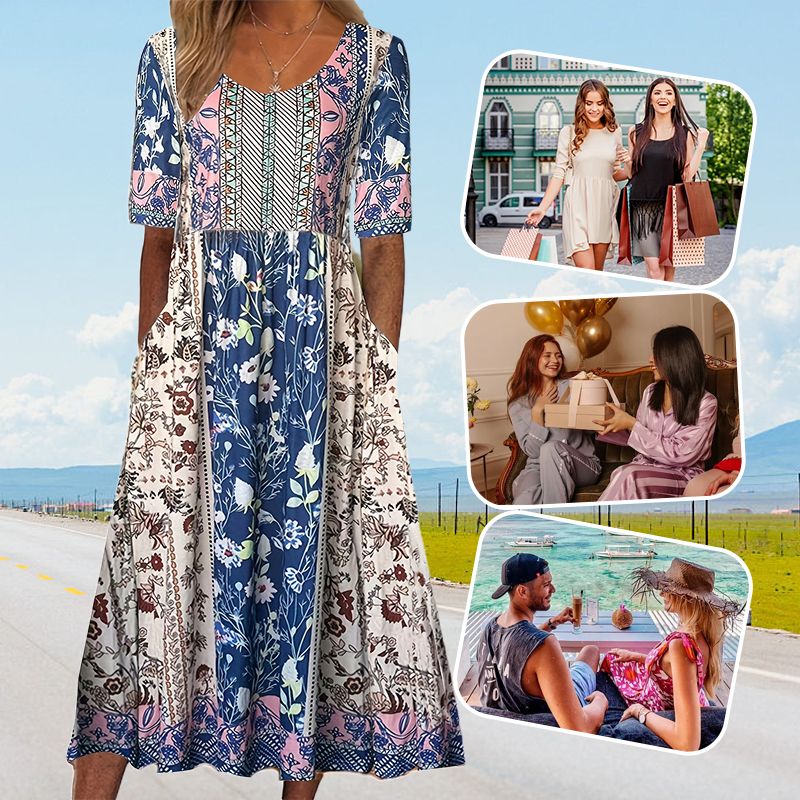 Aleksandra – Boho-jurk met ronde hals