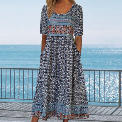 Aleksandra – Boho-jurk met ronde hals
