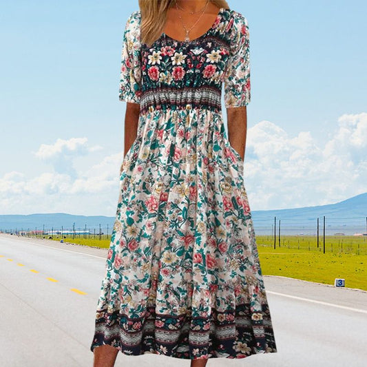Aleksandra – Boho-jurk met ronde hals