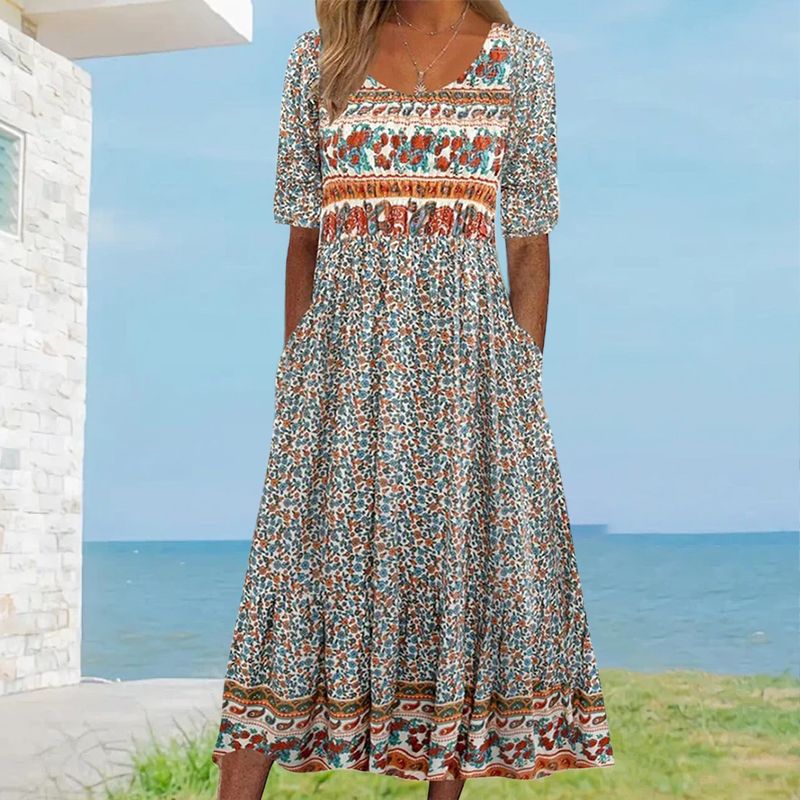 Aleksandra – Boho-jurk met ronde hals