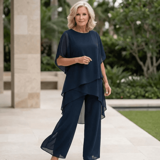 Marcelina – Elegancki zestaw z luźnym topem i spodniami palazzo
